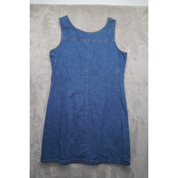 Faded Glory Denim Button Front Tank Dress Women’s Large Dark Wash Y2K - Picture 6 of 9